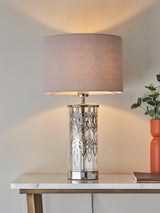 John Lewis Etched Peony Non-Dimmable Freestanding Metallic Table Lamp Nickel A