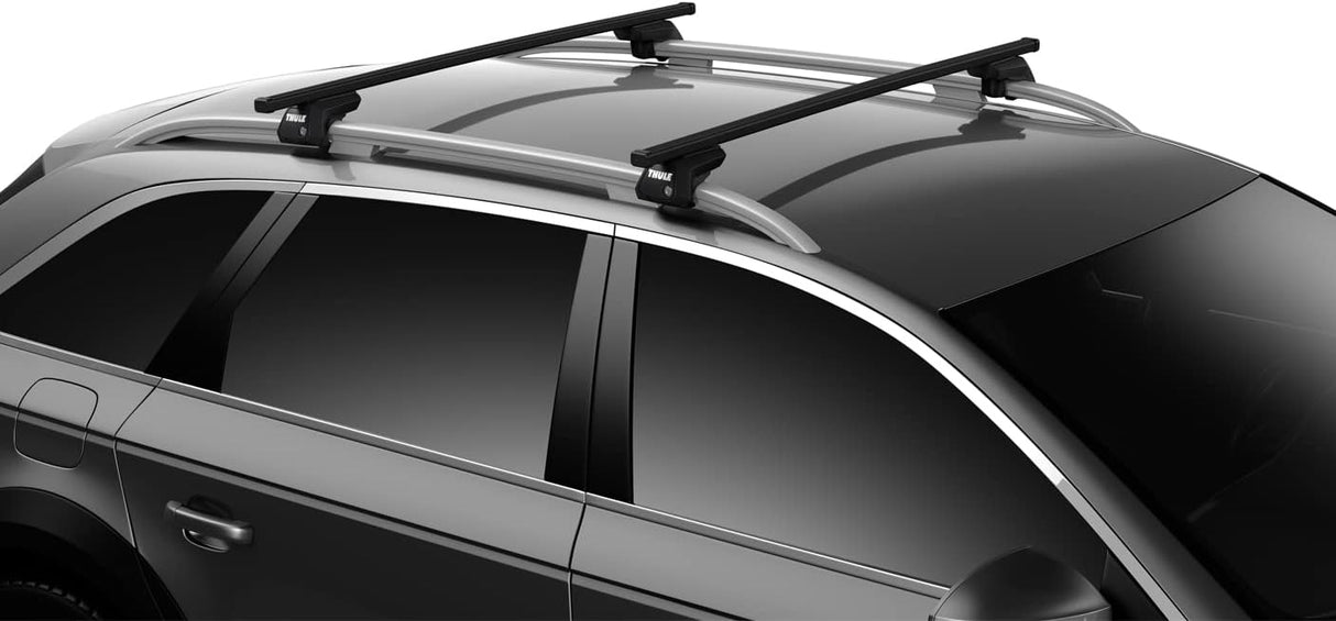 Thule SquareBar Evo 712100 108cm Steel Car Cross Bars Pair 34 x 24mm - Black