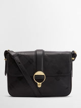 Barbour Rosa Leather Flap Over Adjustable Crossbody Bag Black/Deboss Tartan
