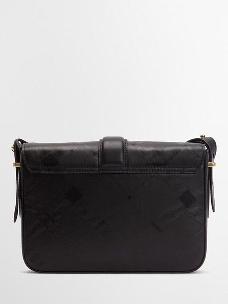 Barbour Rosa Leather Flap Over Adjustable Crossbody Bag Black/Deboss Tartan