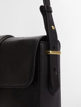 Barbour Rosa Leather Flap Over Adjustable Crossbody Bag Black/Deboss Tartan