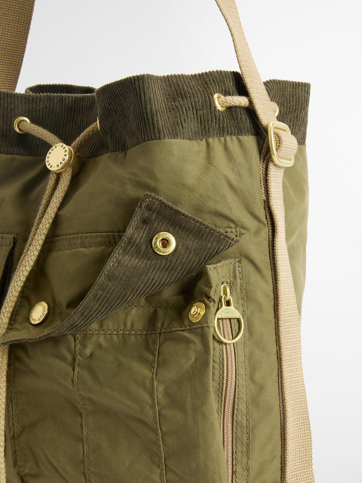 Barbour Mia Plain Drawstring Tote Roomy Design Women's Bag - Dusky Green