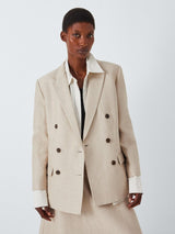 Theory Boxy Womens Regular Length Double Breasted Linen Blazer Straw Size 8
