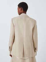 Theory Boxy Womens Regular Length Double Breasted Linen Blazer Straw Size 8