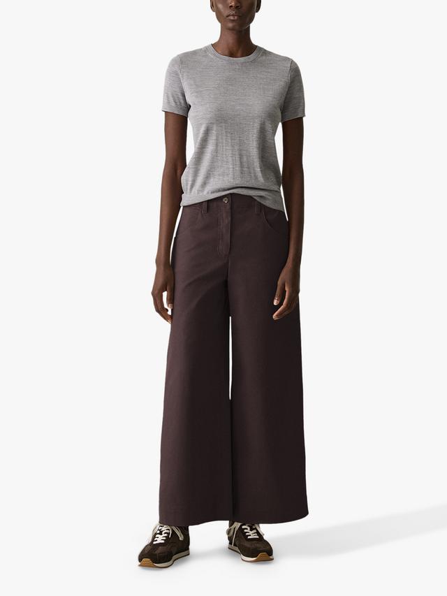 Theory Women's Mid Brushed Plain Cotton Chinos - Cacao Brown - Size 16UK