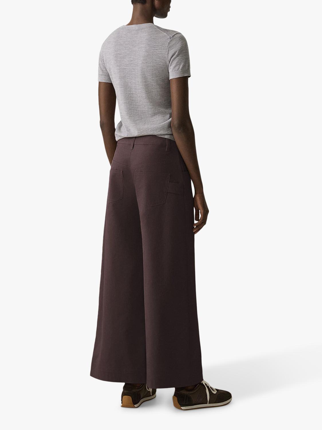 Theory Women's Mid Brushed Plain Cotton Chinos - Cacao Brown - Size 16UK