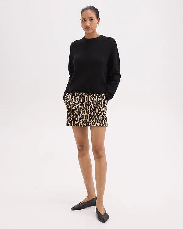 Theory Womens Wool Blend Leopard Print Zip Closure Mini Skirt Brown Size 10