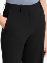 Theory Women's Fluid Crepe Flared Mid Rise Tailored Trousers - Black - UK 14