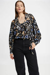 MUNTHE Women's Ferne Floral Loose Fit Blouse Top - Black/Multi - EU 36/UK 8