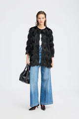 MUNTHE Women's Rosevilla Fringed Outwear Jacket - Black - EU 36/ UK 8