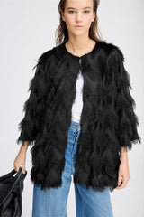 MUNTHE Women's Rosevilla Fringed Outwear Jacket - Black - EU 36/ UK 8