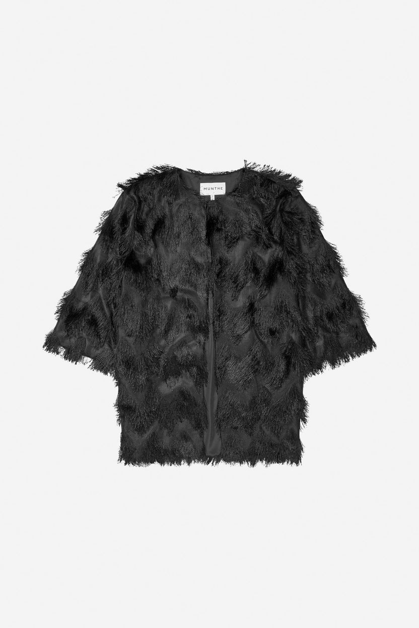 MUNTHE Women's Rosevilla Fringed Outwear Jacket - Black - EU 36/ UK 8
