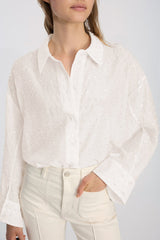 MUNTHE Women's Bjarka Oversize Fit Top Button-Up Blouse - White - EU 36