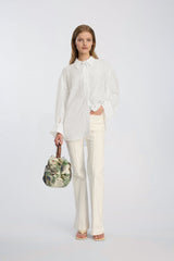 MUNTHE Women's Bjarka Oversize Fit Top Button-Up Blouse - White - EU 36