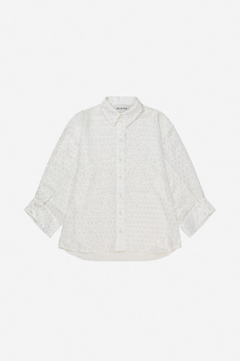 MUNTHE Women's Bjarka Oversize Fit Top Button-Up Blouse - White - EU 36
