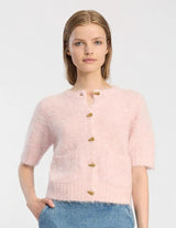 Munthe Locca Women's Horn Button Alpaca Wool Cardigan - Size 36 - Rose Pink
