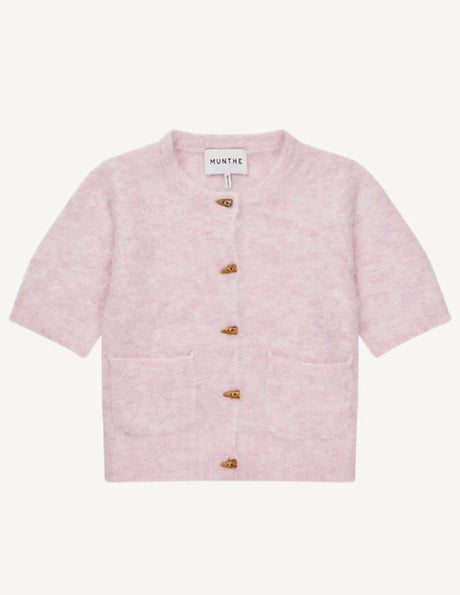 Munthe Locca Women's Horn Button Alpaca Wool Cardigan - Size 36 - Rose Pink
