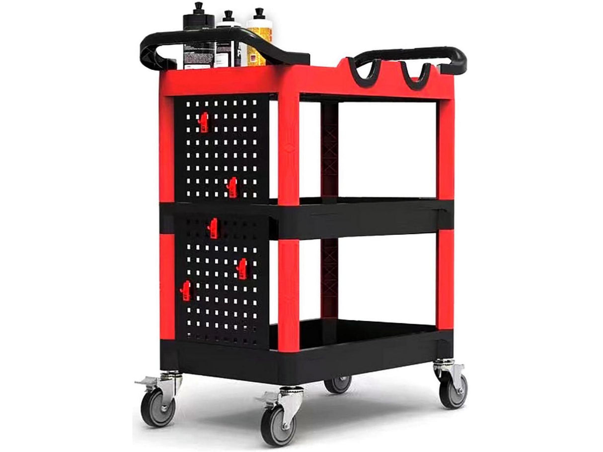 Maxshine Premium Heavy Duty Detailing Cart 4-Casters With Brakes - Black/Red