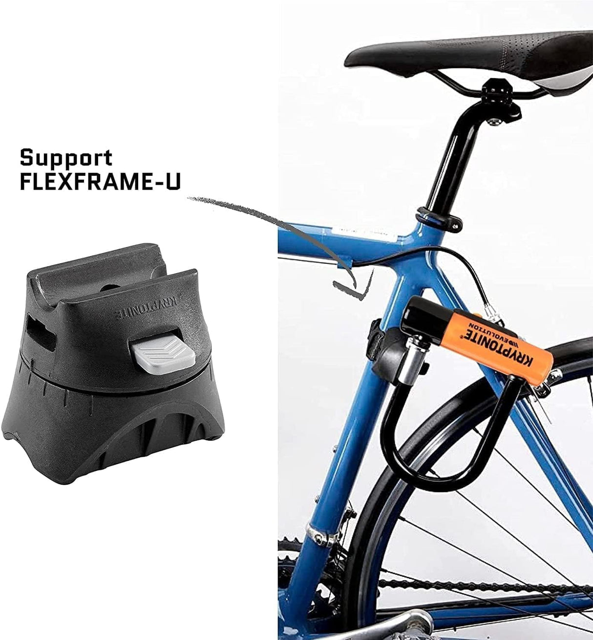 Kryptonite Kryptolok Silver Mini Steel Bike Security U-Lock with Flex Cable