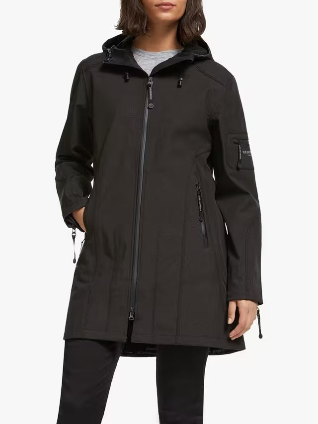 Ilse Jacobsen Hornbæk Women's 3/4 Length Raincoat Jacket- Black - UK 8