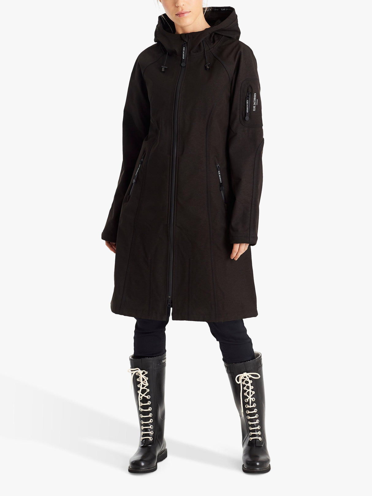 Ilse Jacobsen Hornbæk Womens 37 Long Soft Shell Raincoat - Black UK 10/EU 36