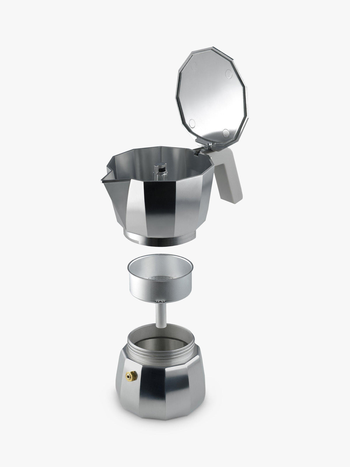 Alessi Moka David Chipperfield Aluminium Espresso Coffee Pot - 9 Cup Silver