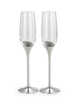 Royal Selangor Domain Champagne Flutes Glass Pair - Set of 2 - Clear/Silver