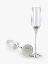 Royal Selangor Domain Champagne Flutes Glass Pair - Set of 2 - Clear/Silver