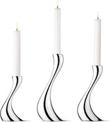 Georg Jensen Cobra Mirror Polished Stainless Steel Candlesticks - Set of 3