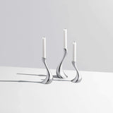 Georg Jensen Cobra Mirror Polished Stainless Steel Candlesticks - Set of 3