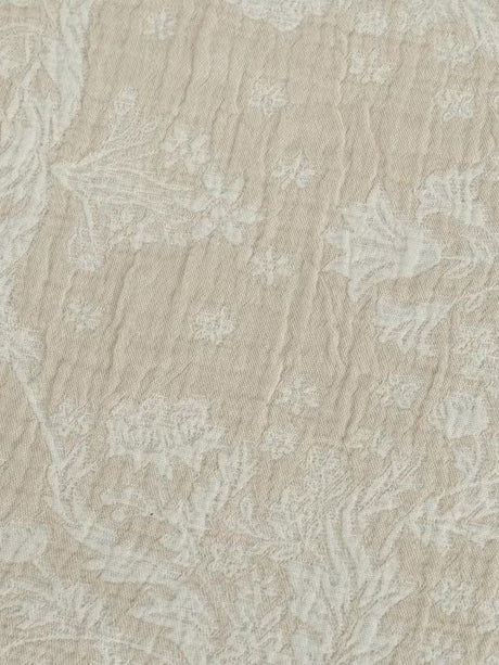Neptune Etta Reversible Floral Jacquard Cotton Bedspread 250x260cm - Natural