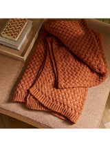 Neptune Hetton Wool Blend Open Knit Bedroom Throw Blanket 200 x 140cm - Rust