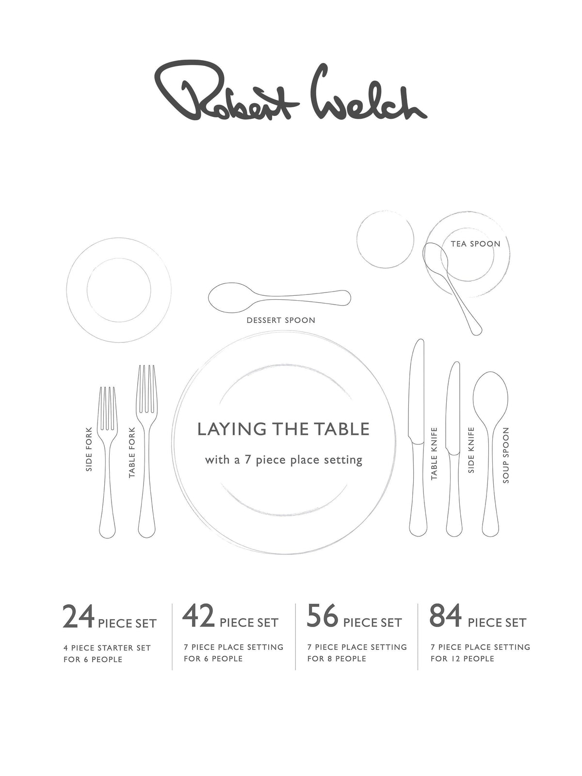 Robert Welch Radford Bright Stainless Steel Cutlery Set - 16 Piece - Silver