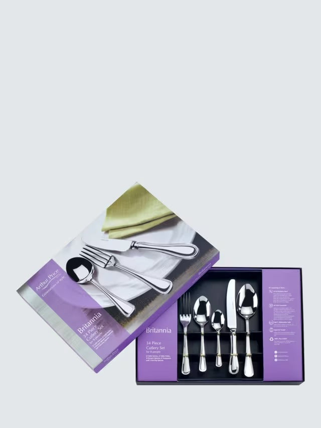 Arthur Price Britannia Stainless Steel Cutlery Set 34 Piece/8 Place Settings
