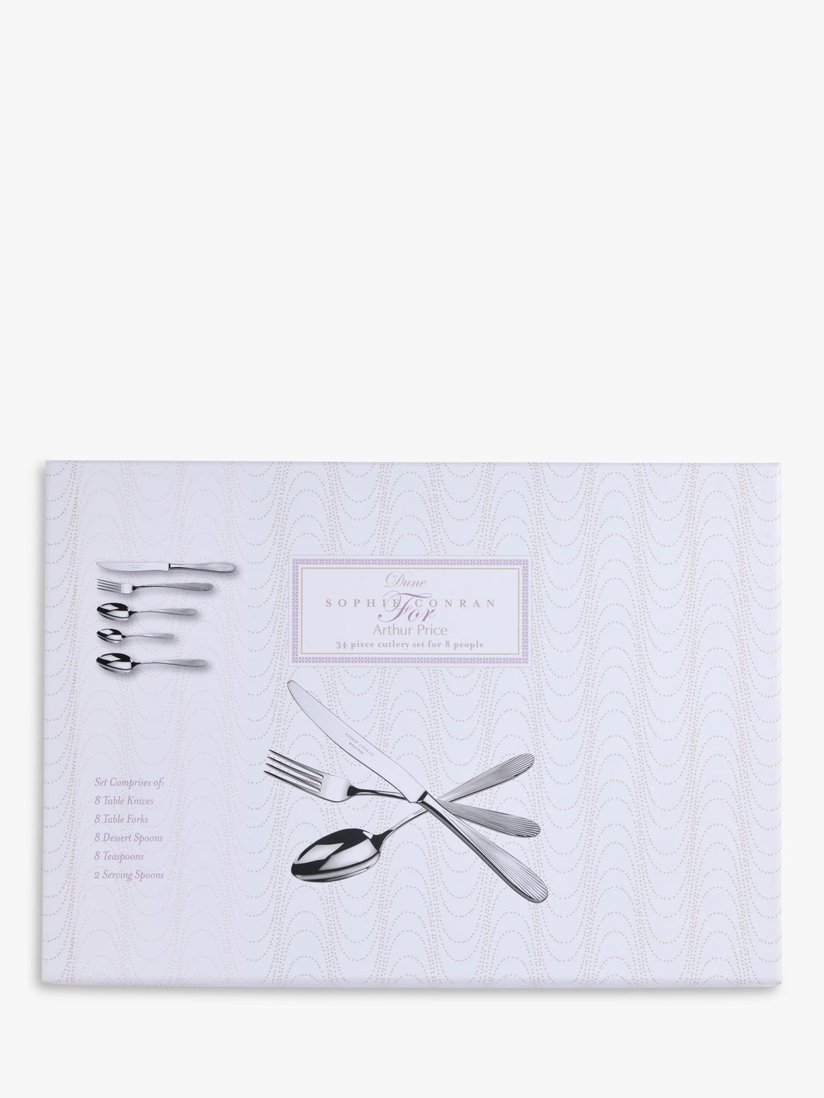 Arthur Price Sophie Conran Dune 34 Piece Cutlery Set for 8 People - Silver