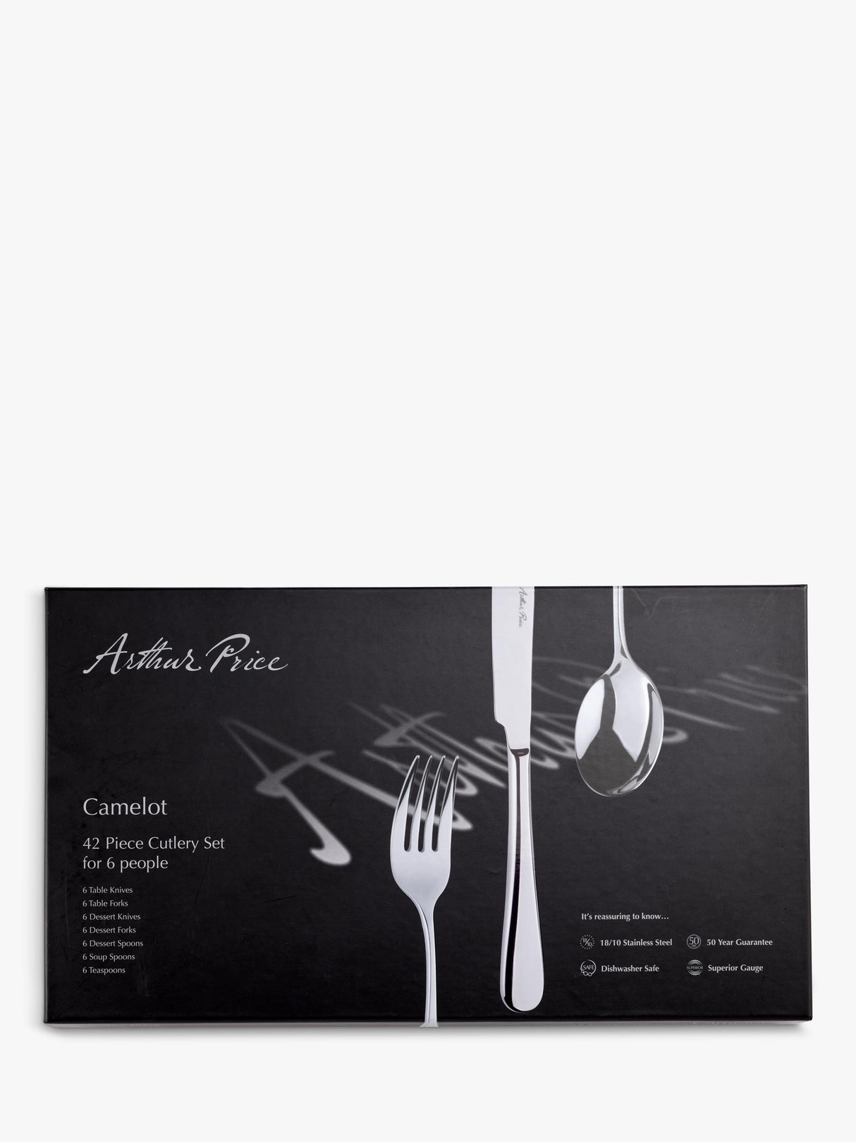Arthur Price Camelot 42-Piece 18/10-Grade Stainless Steel Cutlery Set for 6