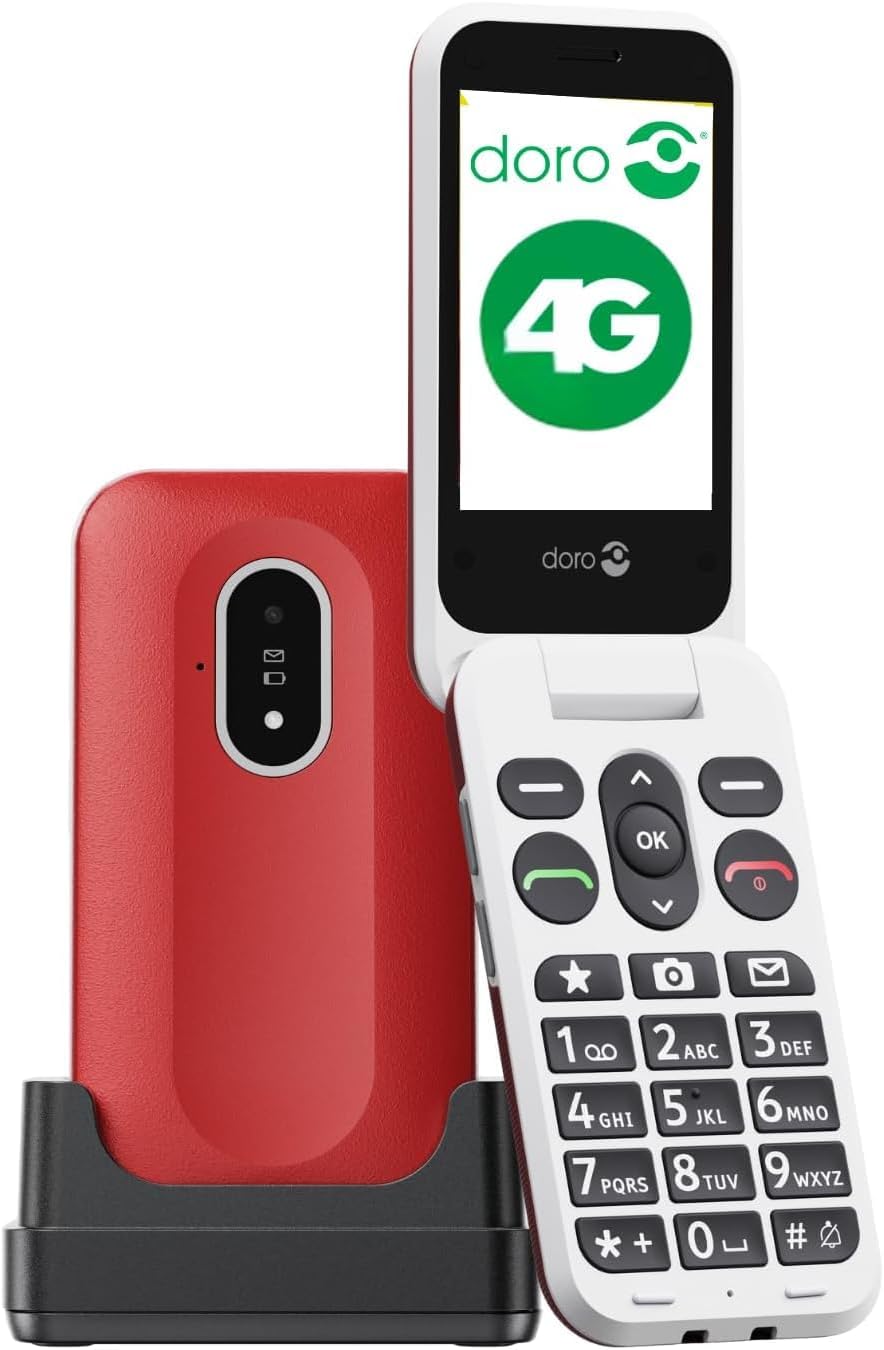 Doro Leva L20 4G Flip Big Button 128MB SIM-Free Mobile Phone - Red/White