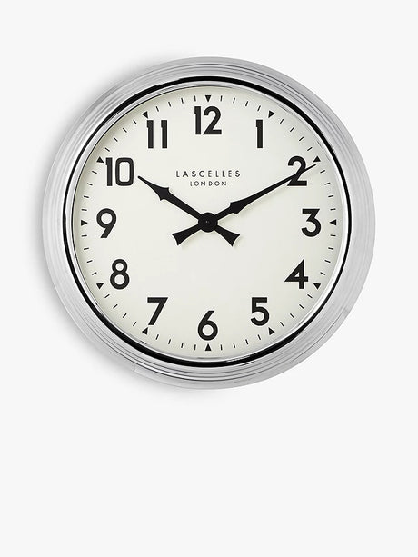 Lascelles Arabic Numeral Analogue Wall Clock H12 x Dia.60cm - Chrome - Kazoop 