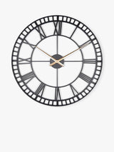 Lascelles Large Roman Numeral Skeleton Wall Clock 80cm - Black/Gold Hands