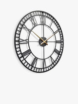 Lascelles Large Roman Numeral Skeleton Wall Clock 80cm - Black/Gold Hands