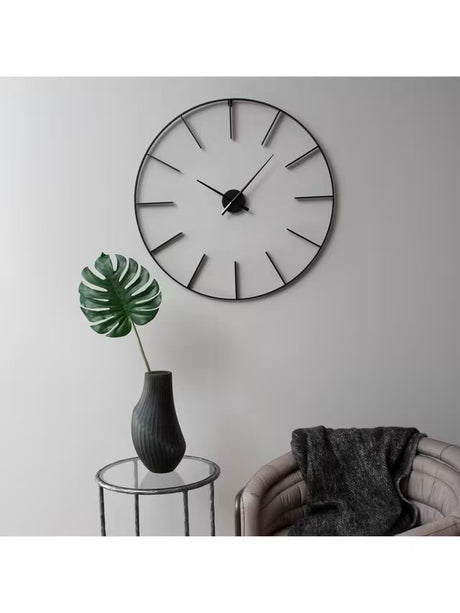 Libra Interiors Tiverton Skeleton 80cm Modern Minimalist Wall Clock - Black
