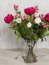 Floralsilk Artificial Peony Rose & Astrantia Arrangement in Vase - Multi