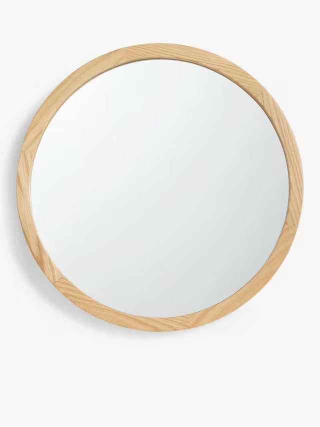 John Lewis Slim Solid Oak Wood Round Decorative 100cm Wall Mirror - Natural