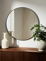 John Lewis Scandi Metal Round Wall Mounted Mirror D2.5 x Dia.80cm - Black