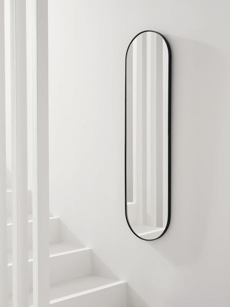 John Lewis Scandi Metal Lozenge Wall Mounted Mirror - 122 x 30cm - Black