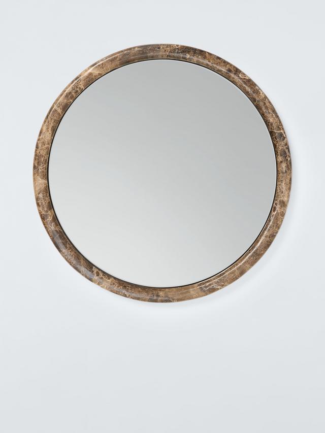 John Lewis Marble Round & Oval Decorative Wall Mounted Mirror - 50cm - Brown