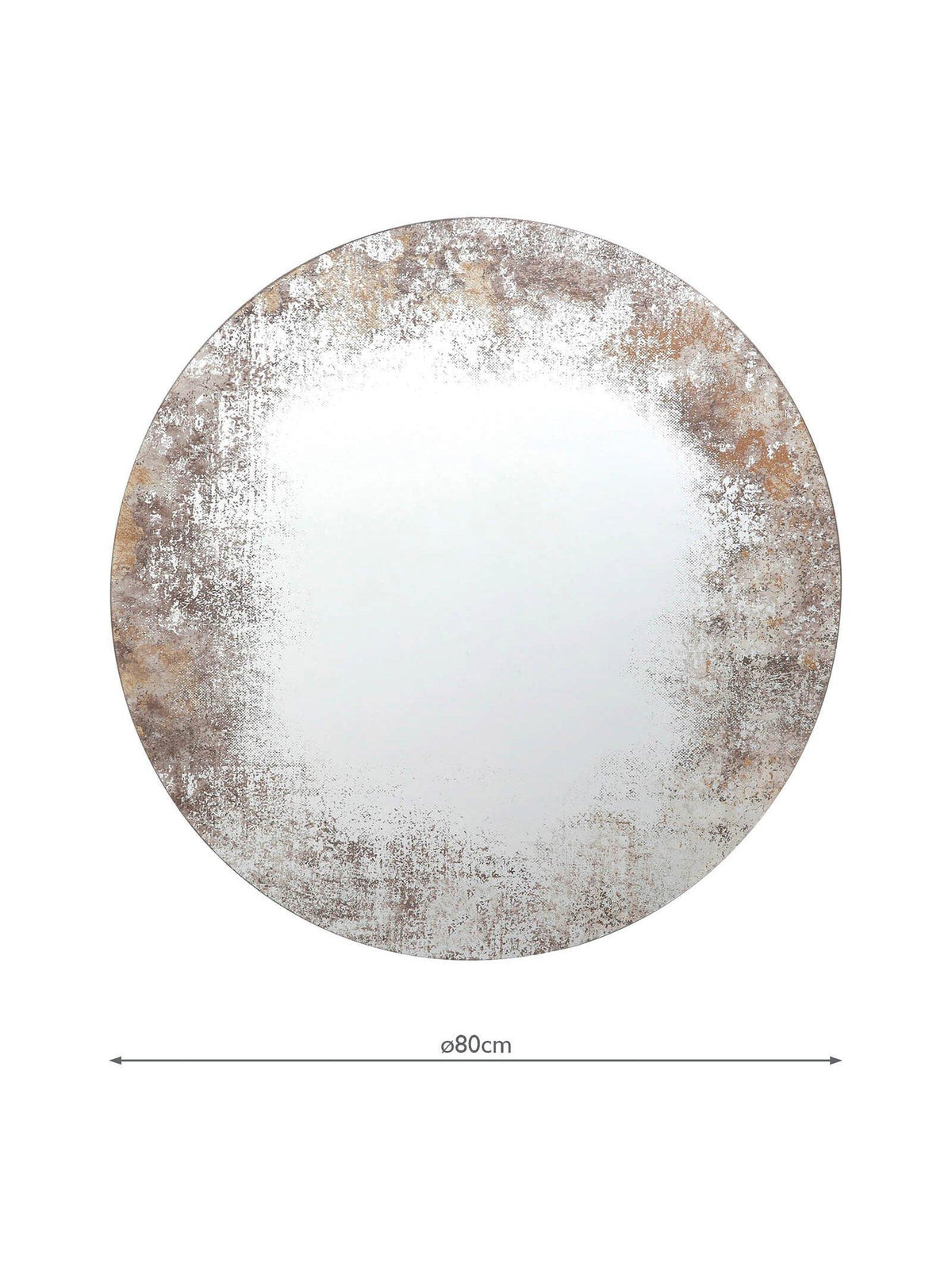 Dar Vixen Round Glass Portrait Decorative Layered Wall Mirror - 80cm - Gold