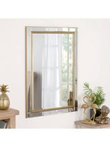 Yearn Bevelled Glass Edge Rectangular Classic Wall Mirror - Gold 107 x 76cm