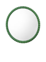 Där Ruan Bobbin Round Wood Frame Decorative Wall Mirror Dia.70cm - Green