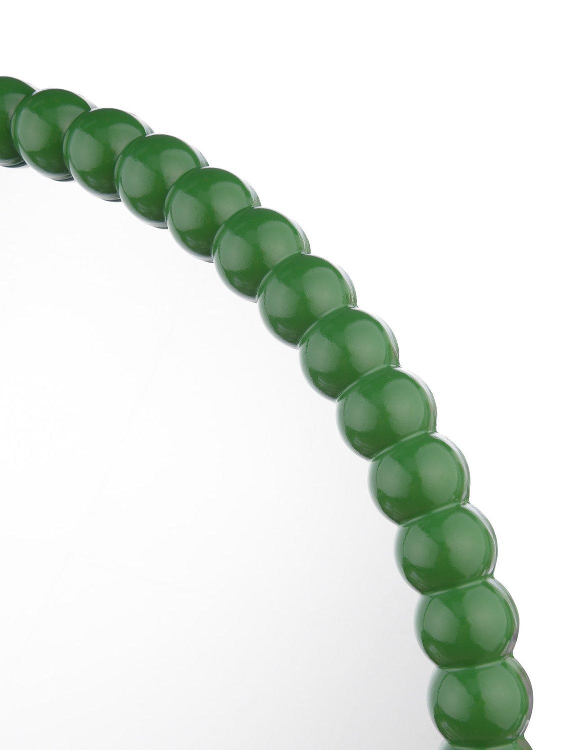Där Ruan Bobbin Round Wood Frame Decorative Wall Mirror Dia.70cm - Green